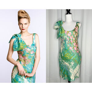 $149 Anthropologie NWT Tracy Reece Dress Silk Blend Small Bow Shift Dress Mini S